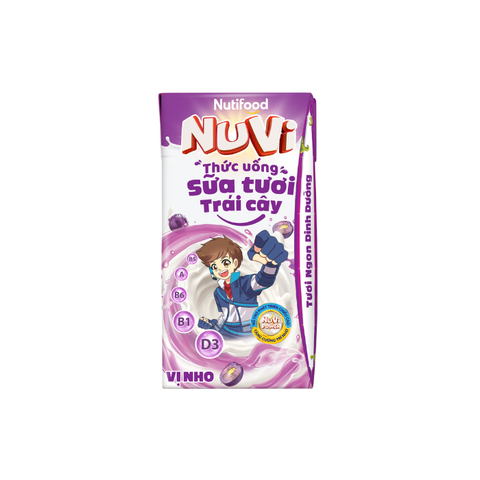  NuVi Thức Uống Sữa Tươi Trái Cây Vị Nho 110ml 