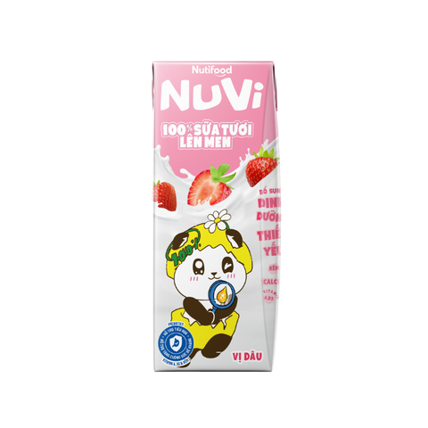  NuVi 100% Sữa Tươi Lên Men Dâu x hộp 170ml 