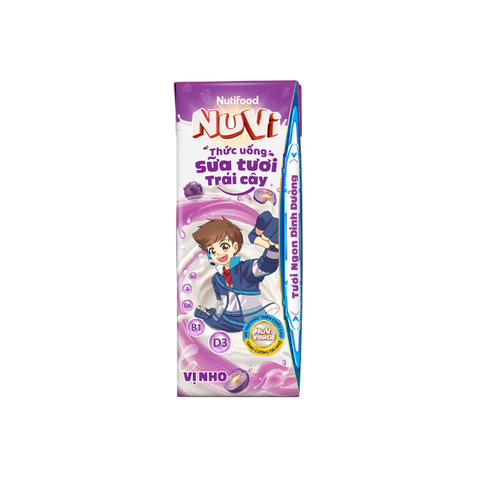  NuVi Thức Uống Sữa Tươi Trái Cây Vị Nho 180ml 
