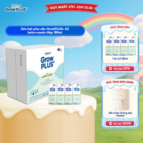 Thùng 24 x 180ml hộp sữa uống dinh dưỡng GrowPLUS+ A2 Beta-casein - LIVE GP+ 2204 