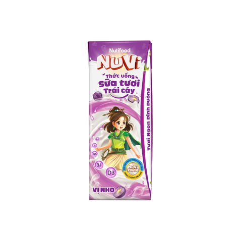  NuVi Thức Uống Sữa Tươi Trái Cây Vị Nho 180ml 