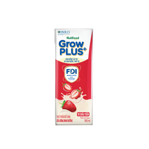  Sản phẩm sữa uống dinh dưỡng GrowPLUS+ Vị Dâu Sữa Hộp 180ml - thùng 24 hộp 