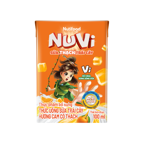  NuVi Thức Uống Sữa Trái Cây Hương Cam Có Thạch Hộp 100 ml 