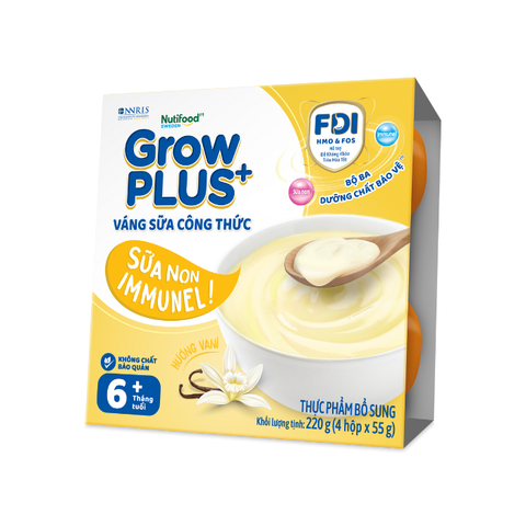  Nutifood GrowPLUS+ Váng sữa công thức Sữa non Immunel Hỗ trợ tăng đề kháng - Hộp 55g 