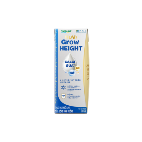  Quà tặng sữa bột pha sẵn Nuvi Grow Height Vị Chuối hộp 180ml 