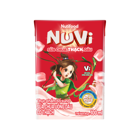  NuVi Sữa Chua Uống Dâu Có Thạch Hộp 100 ml 
