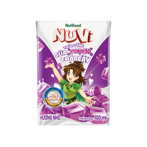 NuVi Thức Uống Sữa Trái Cây Hương Nho Có Thạch 100 ml 