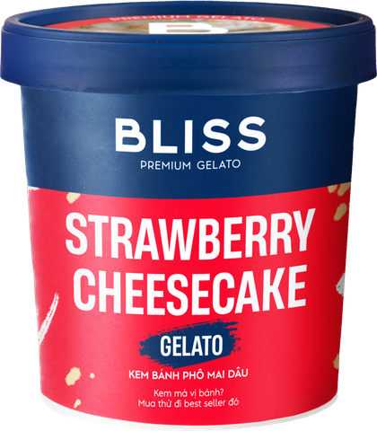  KEM BÁNH PHÔ MAI DÂU 473ML BLISS PREMIUM GELATO 