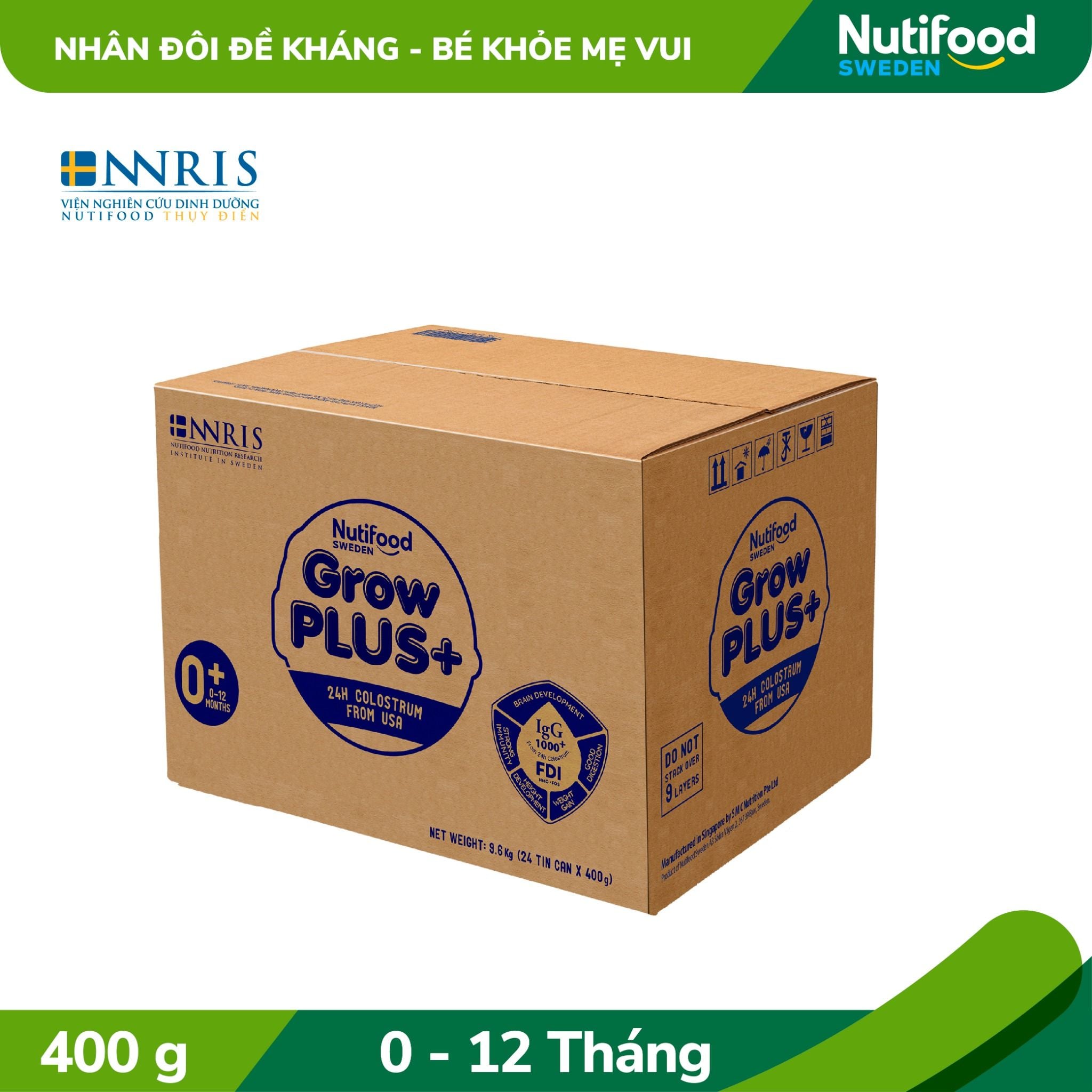  Sữa bột Nutifood GrowPLUS+ Sữa Non 0-12 tháng Lon 400g 