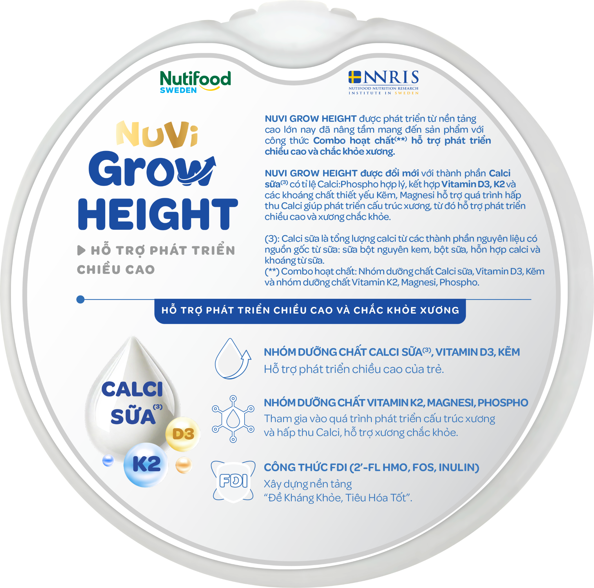  Sữa bột Nuvi Grow Height 1+ Lon 800g 