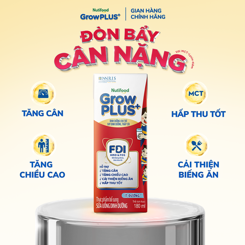  Sữa Bột Pha sẵn Nutifood GrowPLUS+ Suy Dinh Dưỡng Ít Đường trên 1 tuổi 180ml 