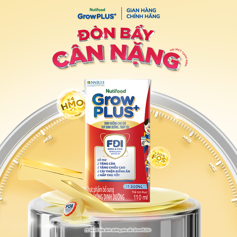  Sữa Bột Pha sẵn Nutifood GrowPLUS+ Suy Dinh Dưỡng Ít Đường trên 1 tuổi 110ml 