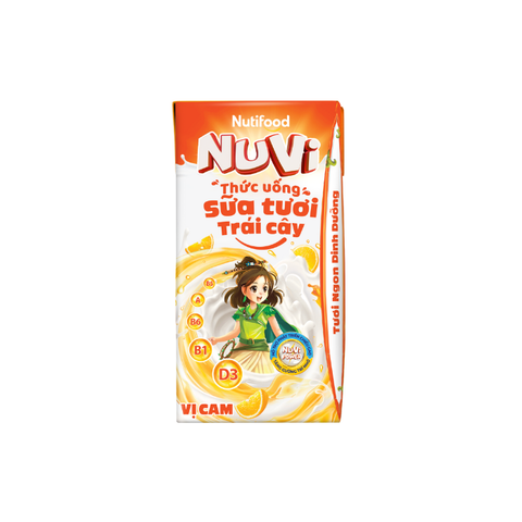  NuVi Thức Uống Sữa Tươi Trái Cây Vị Cam 110ml 
