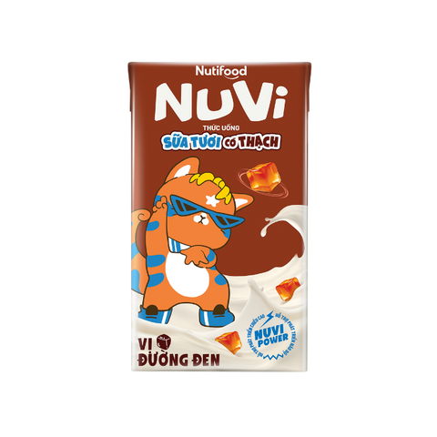  NuVi Thức Uống Sữa Tươi Tiệt Trùng Vị Đường Đen Có Thạch 100 ml 