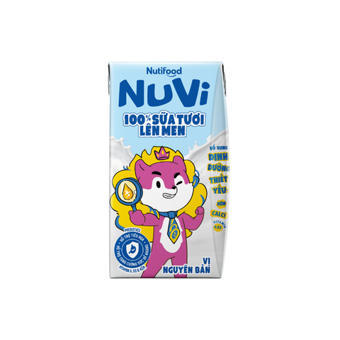  NuVi 100% Sữa Tươi Lên Men Vị Nguyên Bản x hộp 100ml 