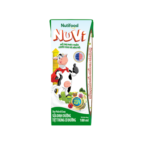  NuVi Sữa Dinh Dưỡng Tiệt Trùng Có Đường Hộp 180 ml 