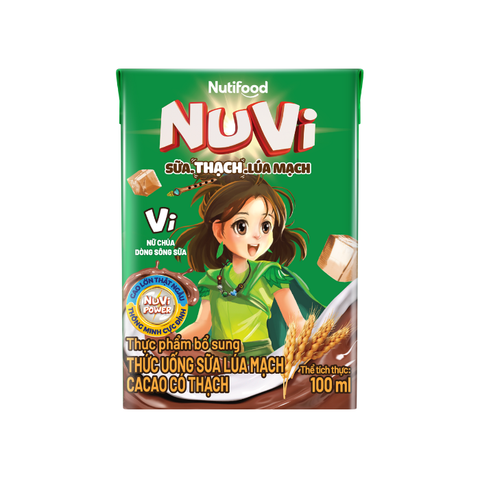  NuVi Thức Uống Sữa Lúa Mạch Cacao Có Thạch Hộp 100 ml 