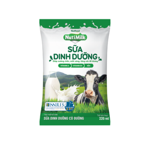  Nutimilk Sữa Dinh Dưỡng Có Đường - Bịch 220ml 