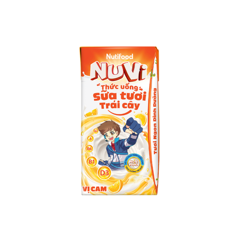  NuVi Thức Uống Sữa Tươi Trái Cây Vị Cam 110ml 