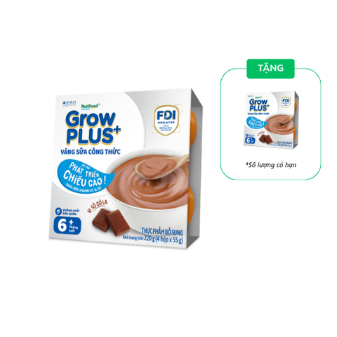  Thùng 48 x 55g - Nutifood GrowPLUS+ Váng sữa công thức Cao lớn vượt trội Socola - Hộp 55g 