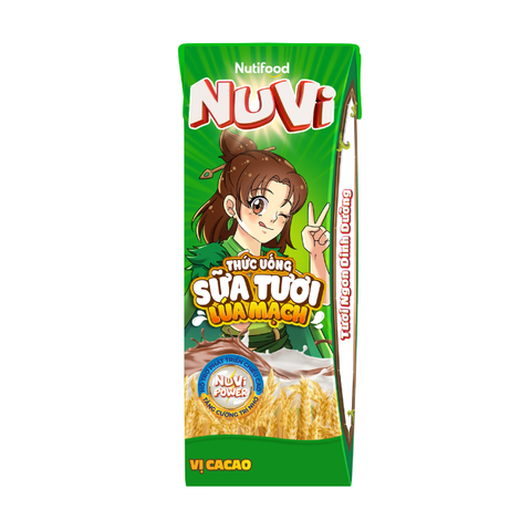  Nuvi Sữa Tươi Lúa Mạch Vị Cacao - Hộp 180ml 