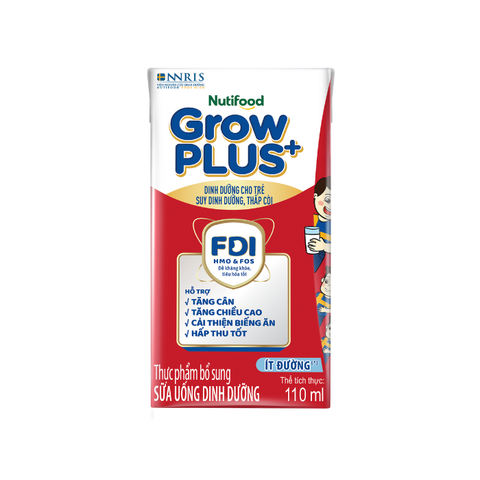  Sữa Bột Pha sẵn Nutifood GrowPLUS+ Suy Dinh Dưỡng Ít Đường trên 1 tuổi 110ml 