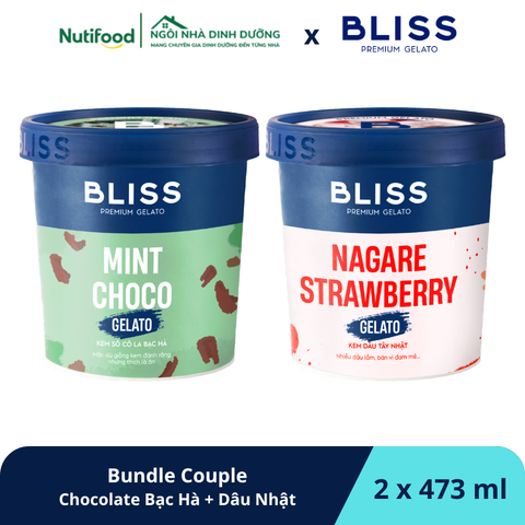  COMBO 2 - Bliss Bundle Couple Socola Bạc Hà + Dâu Tây Nhật Nagare (473ml x 2 hộp) - livestream 0204 