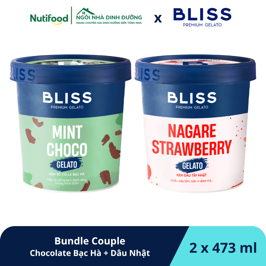 COMBO 2 - Bliss Bundle Couple Socola Bạc Hà + Dâu Tây Nhật Nagare (473ml x 2 hộp) - livestream 0204 