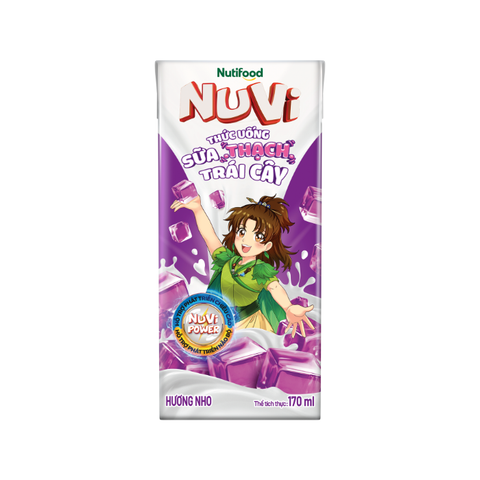  NuVi Thức Uống Sữa Trái Cây Hương Nho Có Thạch 170 ml 