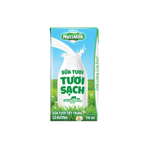  NutiMilk Sữa Tươi Tươi Sạch Có Đường Hộp 110ml 