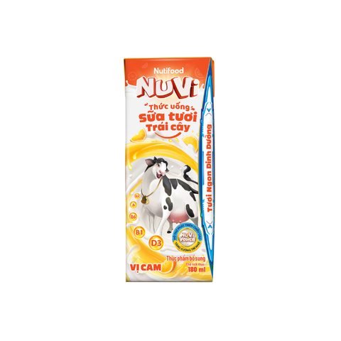  NuVi Thức Uống Sữa Tươi Trái Cây Vị Cam 180ml 