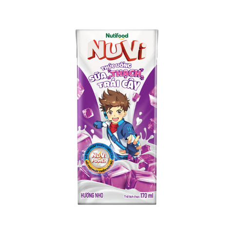  NuVi Thức Uống Sữa Trái Cây Hương Nho Có Thạch 170 ml 
