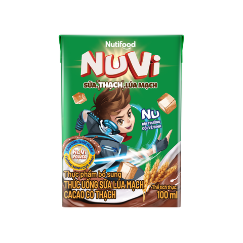  NuVi Thức Uống Sữa Lúa Mạch Cacao Có Thạch Hộp 100 ml 