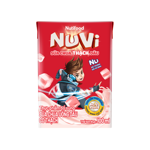  NuVi Sữa Chua Uống Dâu Có Thạch Hộp 100 ml 