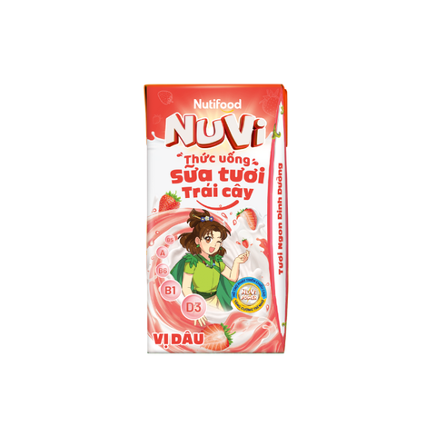 NuVi Thức Uống Sữa Tươi Trái Cây Vị Dâu 110ml 