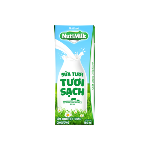  NutiMilk Sữa Tươi Tươi Sạch Có Đường Hộp 180ml 