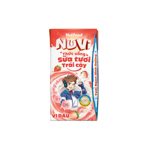  NuVi Thức Uống Sữa Tươi Trái Cây Vị Dâu 110ml 