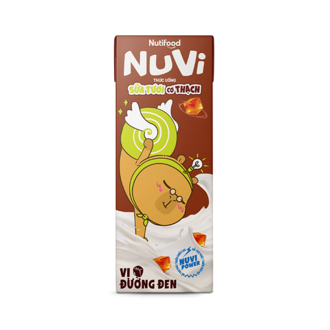  NuVi Thức Uống Sữa Tươi Tiệt Trùng Vị Đường Đen Có Thạch 170 ml 
