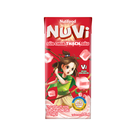  NuVi Sữa Chua Uống Dâu Có Thạch Hộp 170 ml 