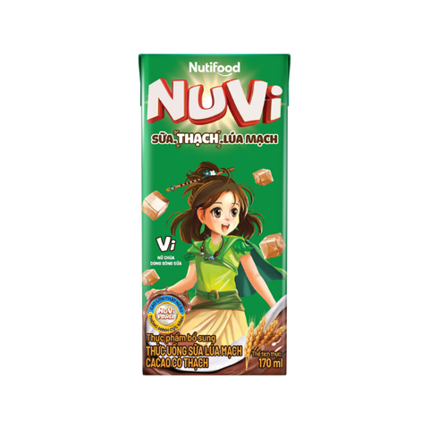  NuVi Thức Uống Sữa Lúa Mạch Cacao Có Thạch Hộp 170 ml 