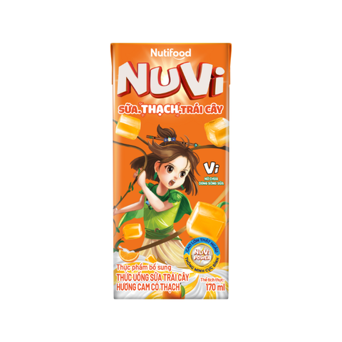  NuVi Thức Uống Sữa Trái Cây Hương Cam Có Thạch Hộp 170 ml 