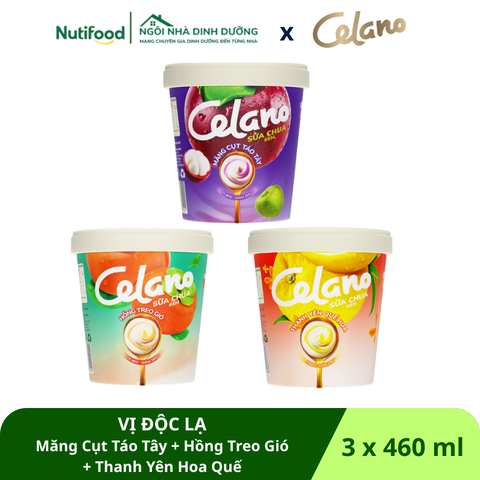  Combo sữa chua kem CELANO VỊ ĐỘC LẠ 3 vị: Măng cụt táo tây, Hồng treo gió, Thanh yên quế hoa - LIVE 