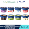 COMBO 8 HỘP MINI (8 hộp x 80ml) - Kem Rum Nho  + Dâu Tây Nhật + Sữa Tươi + Bánh Phô Mai Dâu + Sô Cô La Hạt Phỉ + Hạt Dẻ Cười + Trà Xanh + Sữa Chua Phô Mai