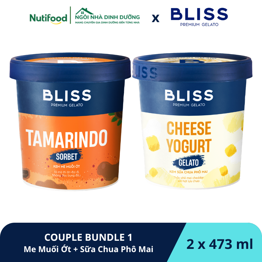  COUPLE BUNDLE 1 (2 hộp x 473ml) - Kem Me Muối Ớt Sorbet (Tamarindo Sorbet) + Sữa Chua Phô Mai (Cheese Yogurt Gelato) 