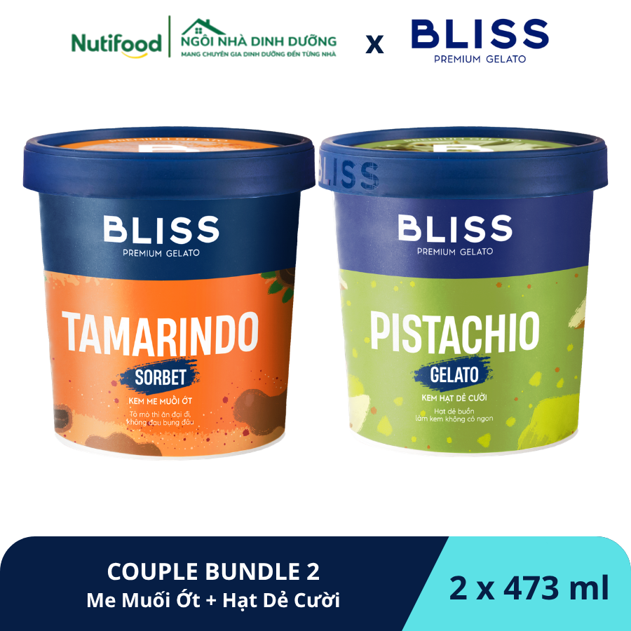  COUPLE BUNDLE 2 (2 hộp x 473ml) - Kem Xoài Muối Ớt Sorbet (Mangonada Sorbet) + Hạt Dẻ Cười (Pistachio Gelato) 