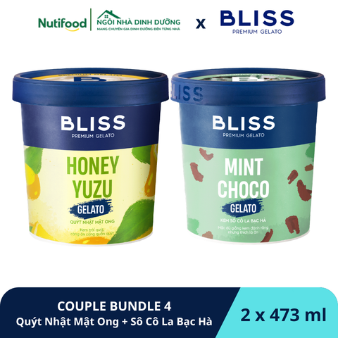  COUPLE BUNDLE 4 (2 hộp x 473ml) - Kem Quýt Nhật Mật Ong Sherbet (Honey Yuzu Sherbet) + Sô Cô La Bạc Hà (Mint Choco Gelato) 