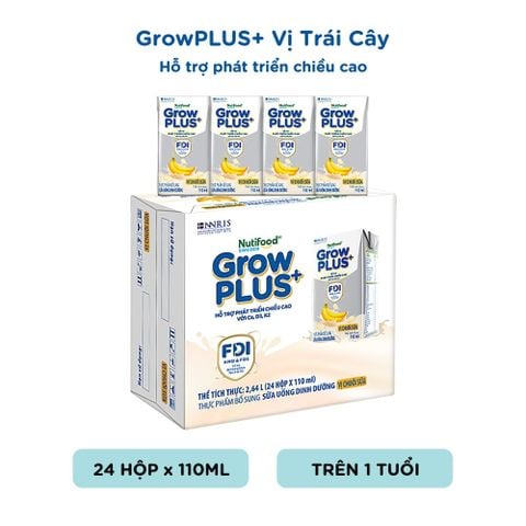  Sữa Bột Pha Sẵn Vị Chuối Nutifood GrowPLUS+ Suy Dinh Dưỡng 110ml thùng 24 hộp - LIVE GP+ 