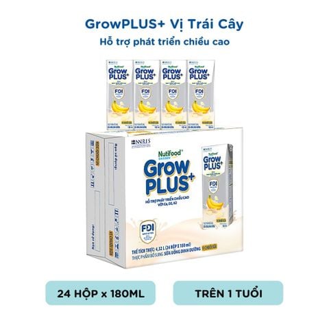  Sữa Bột Pha Sẵn Vị Chuối Nutifood GrowPLUS+ Suy Dinh Dưỡng 180ml thùng 24 hộp - LIVE GP+ 
