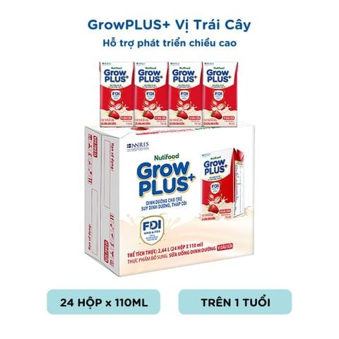  Sữa Bột Pha Sẵn Vị Dâu Nutifood GrowPLUS+ Suy Dinh Dưỡng 110ml thùng 24 hộp - LIVE GP+ 