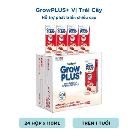  Sữa Bột Pha Sẵn Vị Dâu Nutifood GrowPLUS+ Suy Dinh Dưỡng 180ml thùng 24 hộp - LIVE GP+ 
